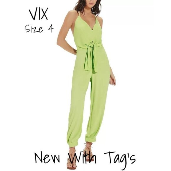 Vix Pants - VIX Jumpsuit Cover Up Romper Lime Green Women's Size 4 Retail $398 New With Tag